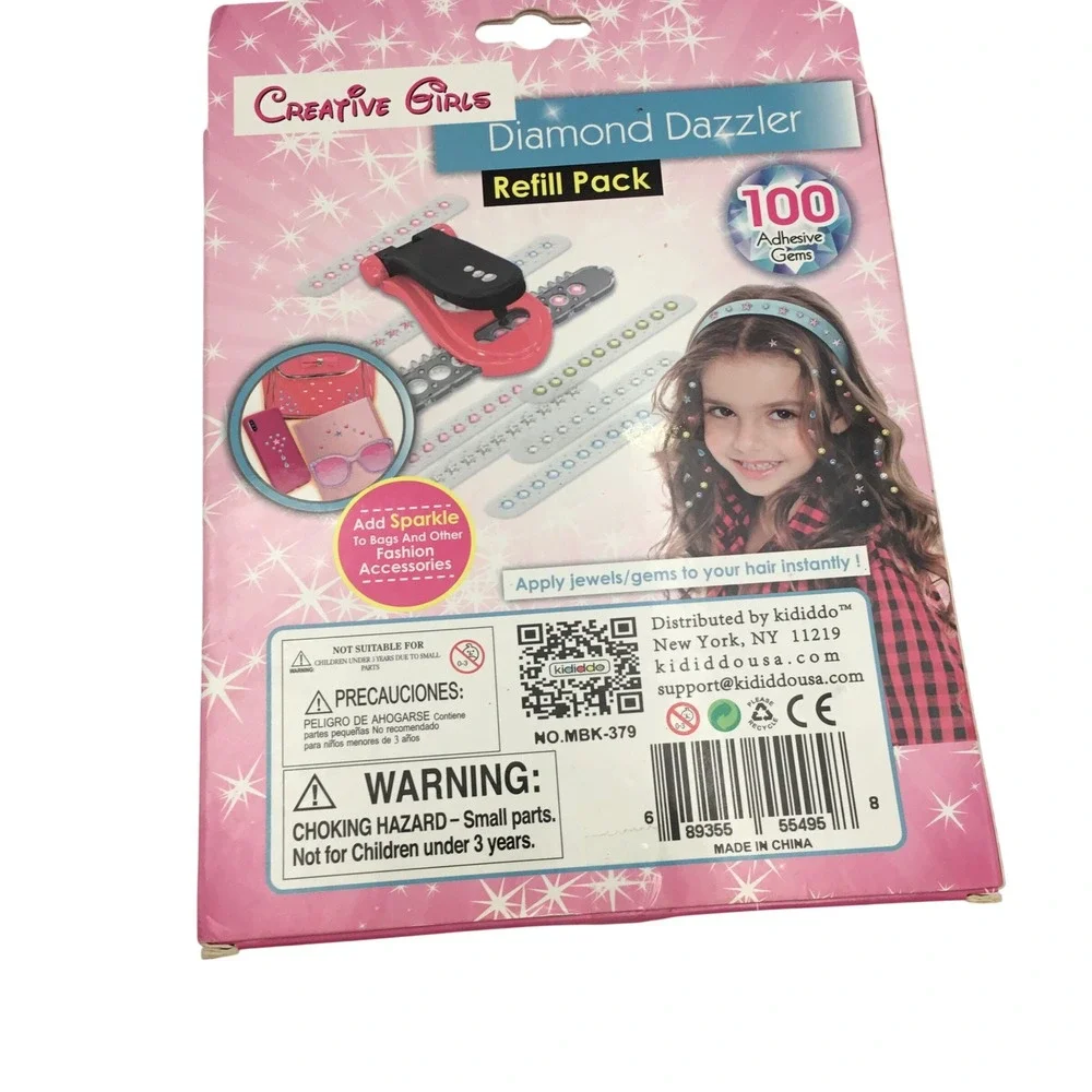 Creative Girls Diamond Dazzler Refill Pack 100 Adhesive Gems Hair‎ Fashion
